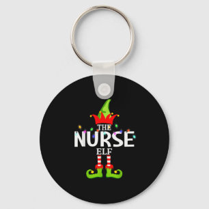 The Nurse Elf Christmas Matching Pajamas Keychain