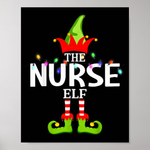 The Nurse Elf Christmas Matching Pajamas Poster