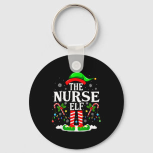 The Nurse Elf Christmas Nursing Funny Rn Christmas Keychain