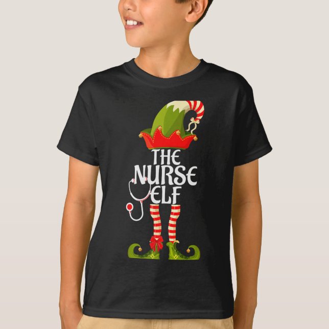 The Nurse Elf Family Matching Christmas 2023  T-Shirt (Front)