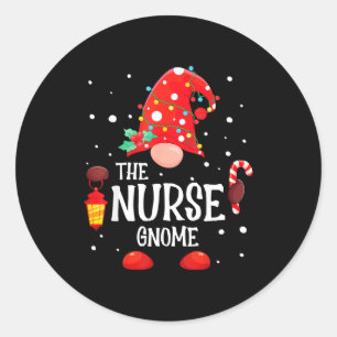 The Nurse Gnome Matching Family Christmas Gnome Pa Classic Round Sticker