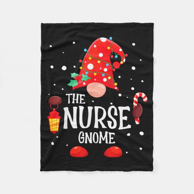 The Nurse Gnome Matching Family Christmas Gnome Pa Fleece Blanket (Front)