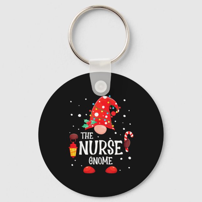 The Nurse Gnome Matching Family Christmas Gnome Pa Keychain (Front)