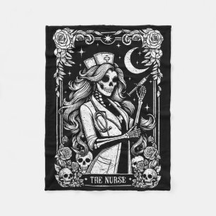 The Nurse Skeleton Tarot Card Funny Nursing Nurse  Fleece Blanket