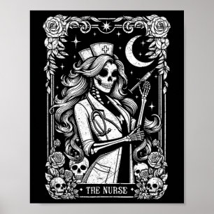 The Nurse Skeleton Tarot Card Funny Nursing Nurse Poster