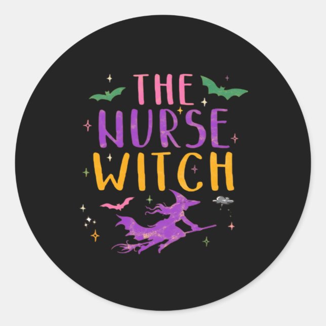 The Nurse Witch Halloween Classic T-Shirt Classic Round Sticker (Front)