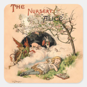The Nursery Alice 1890 Vintage Wonderland Cover Square Sticker