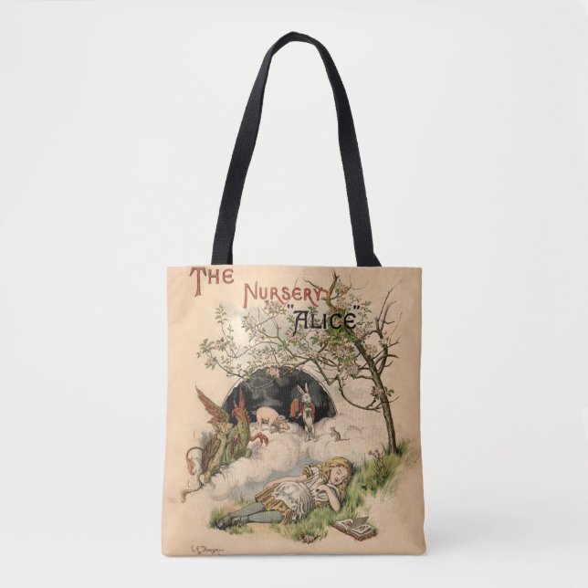 The Nursery Alice 1890 Vintage Wonderland Cover Tote Bag (Front)