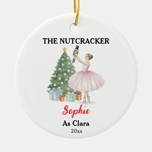 The Nutcracker Ballerina Custom Name & Role Ceramic Ornament (Front)