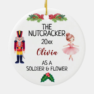 THE Nutcracker & Ballerina With Custom Name & Text Ceramic Ornament