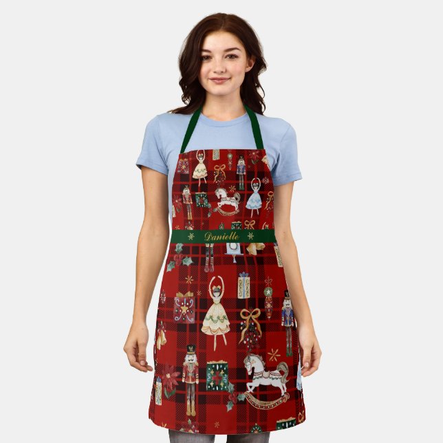 The Nutcracker Ballet Festive Christmas Baking Red Apron (Worn)