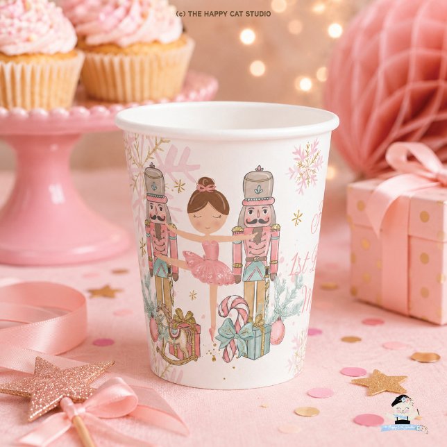 The Nutcracker Ballet Pastel Blush Pink Christmas Paper Cups (Creator Uploaded)