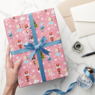 The Nutcracker Characters Pink Winter Christmas Wrapping Paper