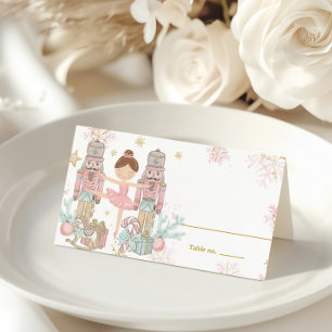 The Nutcracker Christmas Ballet Brunette Pink Tutu Place Card