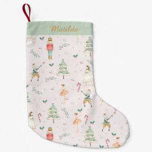 The Nutcracker Christmas Ballet Sweet Pink Mint  Small Christmas Stocking