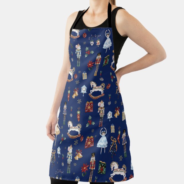The Nutcracker Christmas Ballet Vintage Navy Blue Apron (Insitu)