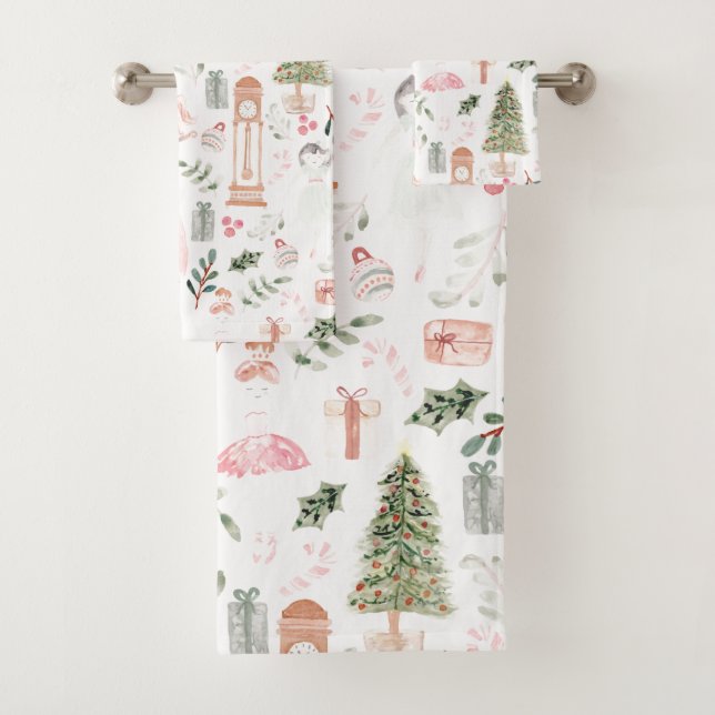 The Nutcracker Holiday Watercolor Bath Towel Set (Insitu)