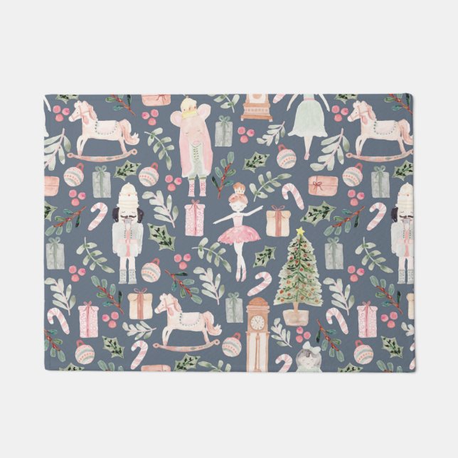 The Nutcracker modern watercolor Doormat (Front)