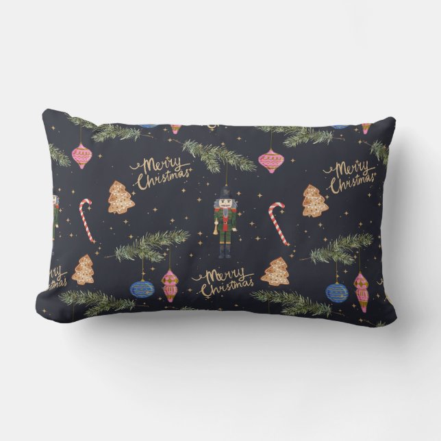 The Nutcracker, navy   Lumbar Pillow (Front)