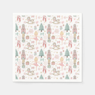 The Nutcracker Pink Christmas Ballet 1st Birthday Napkin