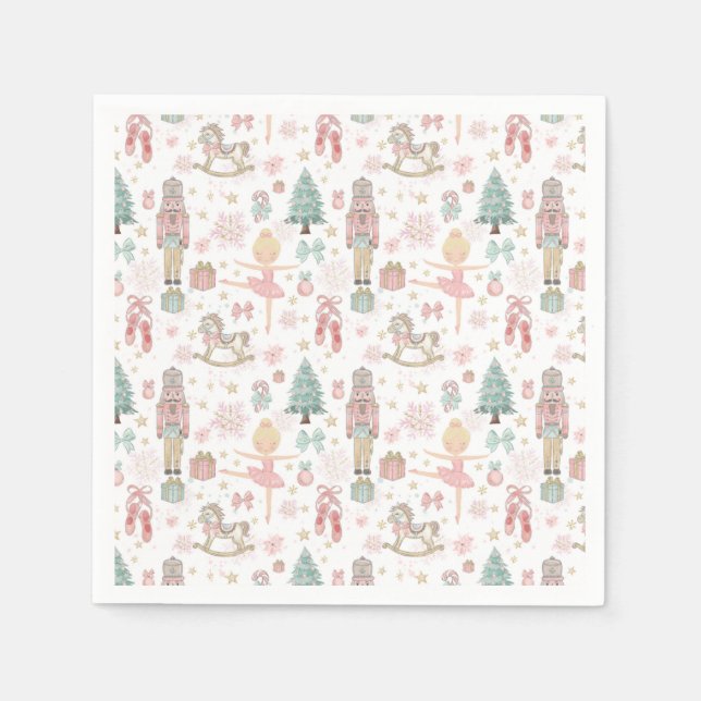 The Nutcracker Pink Christmas Ballet 1st Birthday  Napkin (Front)