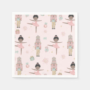 The Nutcracker Pink Christmas Ballet 1st Birthday Napkin