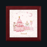 The Nutcracker Suite Pink Personalized Gift Box<br><div class="desc">Commemorative baby girl's jewellery box features the Nutcracker theme, including a Christmas tree with gold ornaments and a gold star on top, a nutcracker, the ballerina, a pink and white block and an adorable teddy bear dressed in pink with a hat and ruffled collar. Stars are twinkling in the sky...</div>