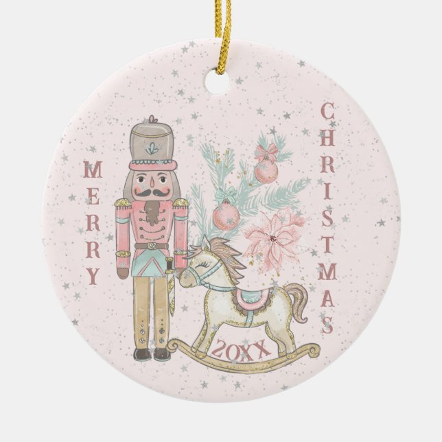 The Nutcracker Suite With His Rocking Horse Ceramic Ornament (Front)