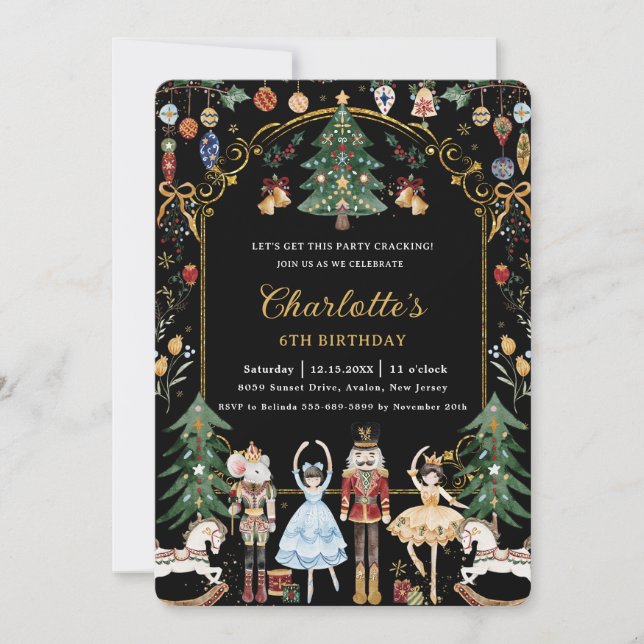 The Nutcracker Vintage Christmas Birthday  Invitation (Front)
