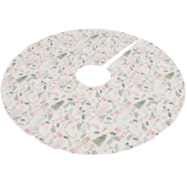 The Nutcracker watercolor holiday Brushed Polyeste Polyester Tree Skirt (Angled)