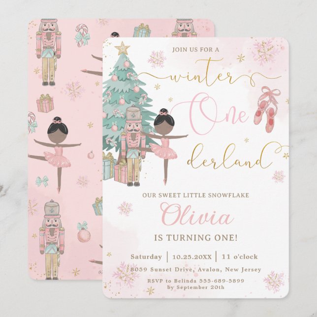 The Nutcracker Winter Onederland 1st Birthday  Invitation (Front/Back)