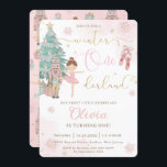The Nutcracker Winter Onederland 1st Birthday  Invitation<br><div class="desc">Personalize this sweet pink winter onederland first birthday party invitation with your party details easily and quickly, simply press the customize it button to further re-arrange and format the style and placement of the text.  Featuring whimsical characters from the Nutcracker in sweet pastel colours. Perfect for your little snowflake's first...</div>