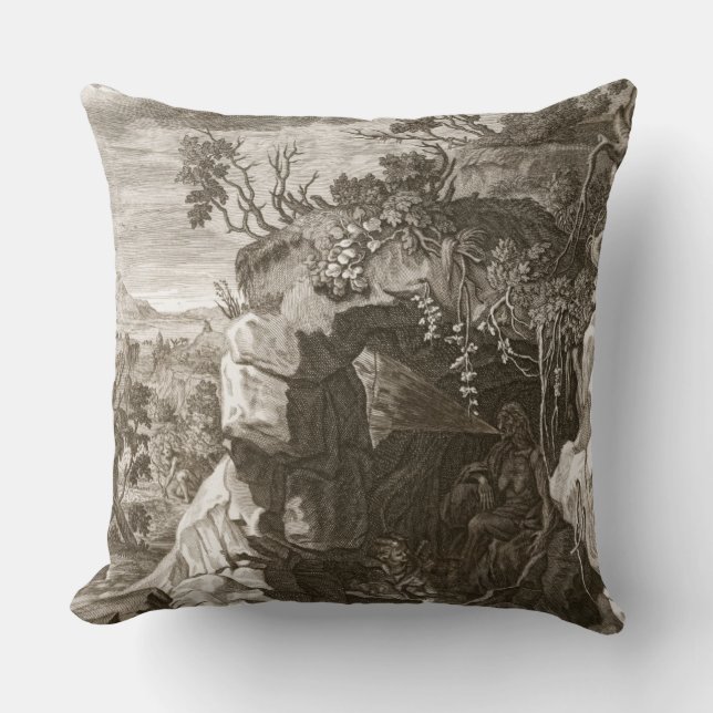 The Nymph Echo Changed into Sound, 1731 (engraving Throw Pillow (Front)
