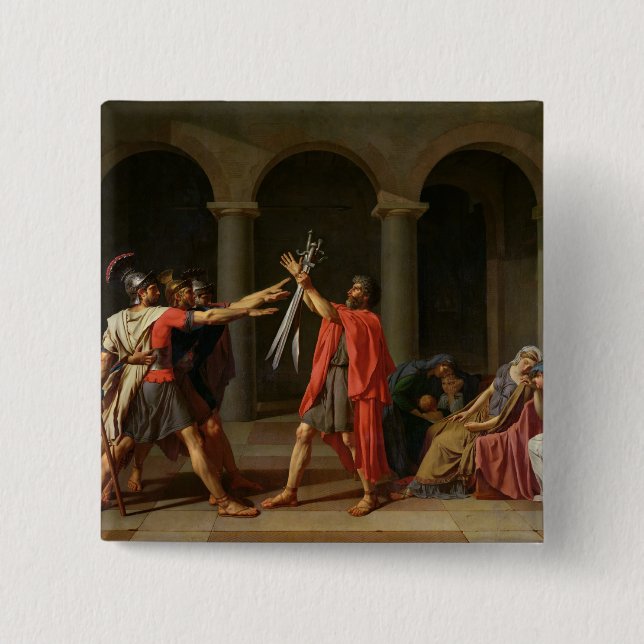 The Oath of Horatii, 1784 2 Inch Square Button (Front)