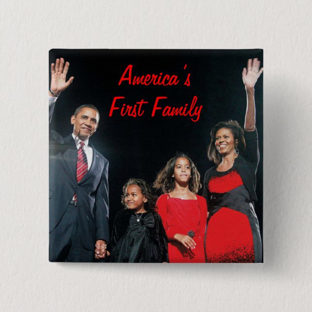 The Obamas: America's 1st Family 2 Inch Square Button (Front)