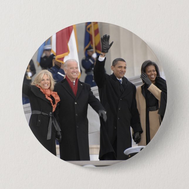 The Obamas & The Bidens 3 Inch Round Button (Front)