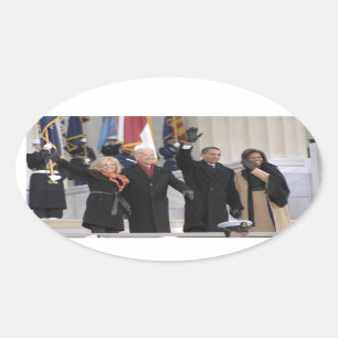 The Obamas & The Bidens Oval Sticker