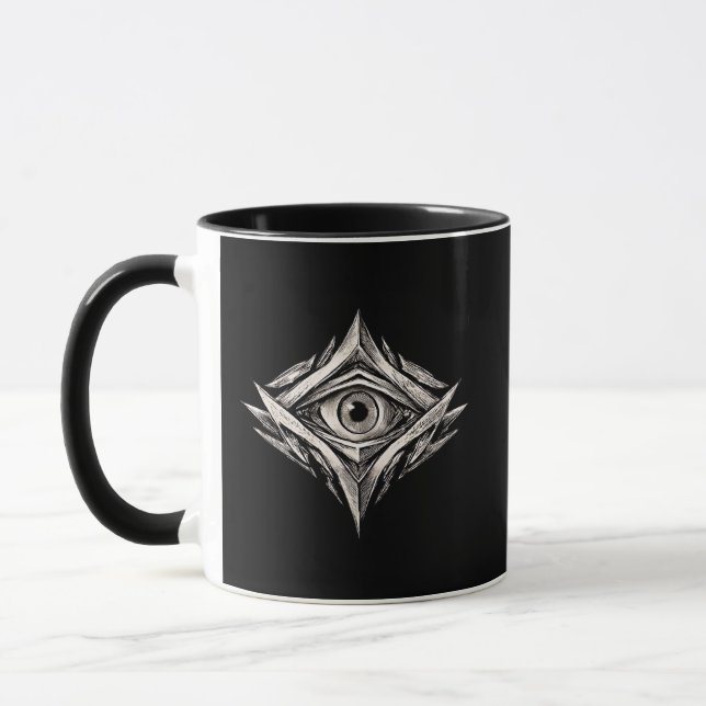 The Observer Core – Geometric Eye of Awareness Art Mug (Left)