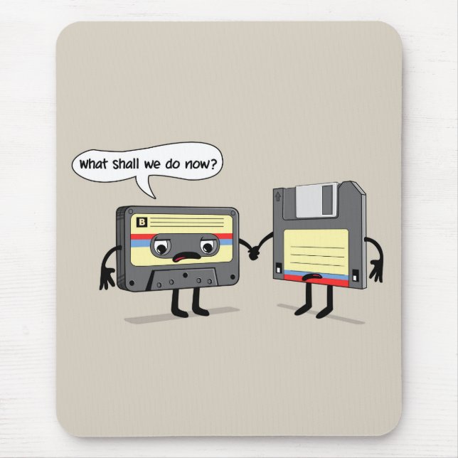The Obsoletes (Retro Floppy Disc Cassette Tape) Mouse Pad (Front)