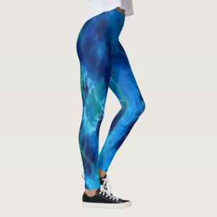The Ocean Blues - Boho Tie-dyed Folk Art Leggings