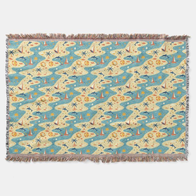 The Ocean Breeze Puts My Mind At Ease Throw Blanket (Front)