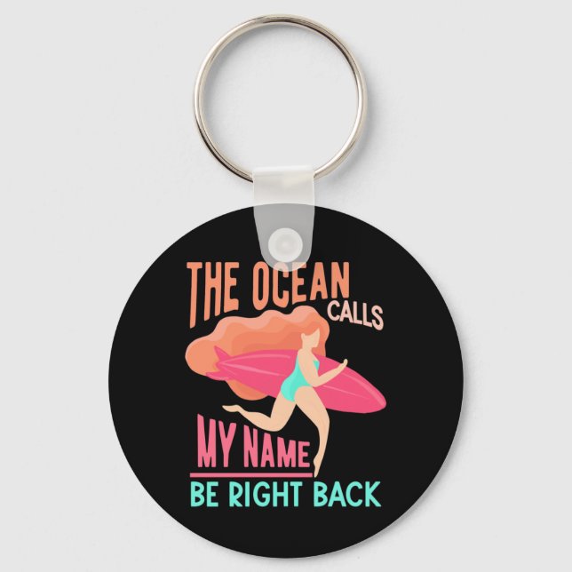 The Ocean Calls Surfer Keychain (Front)