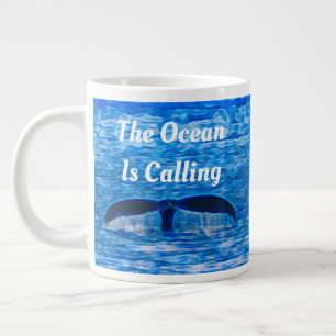 The Ocean is Calling I Must Go Whale Tail  Large Coffee Mug