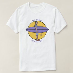 The Ocean Is Calling Personalized Surfer Graphic T-Shirt