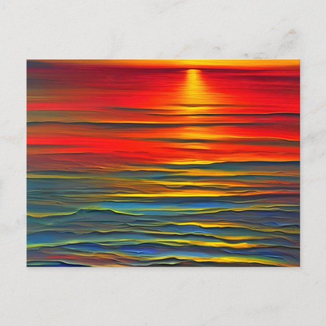 The ocean's sunset in an abstract way postcard (Front)