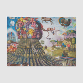 The Odd Farm Day Surreal Painting Tissue Paper