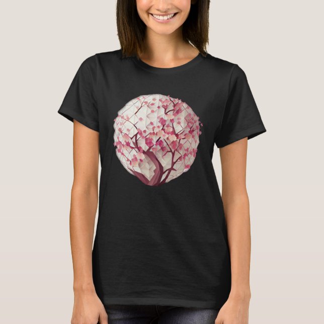 The of Spring Geometric Cherry Blossom Sphere T-Shirt (Front)