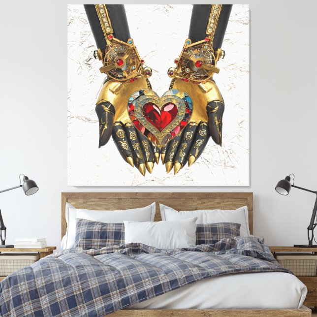 The Offering - Heart in Hands Canvas Print (Insitu(Bedroom))