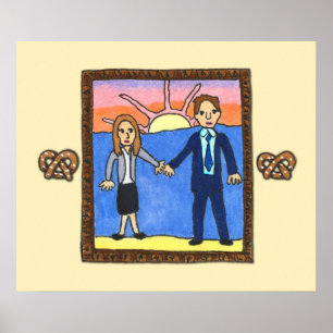 The Office  Jim and Pam Framed Portrait Illustrati Poster