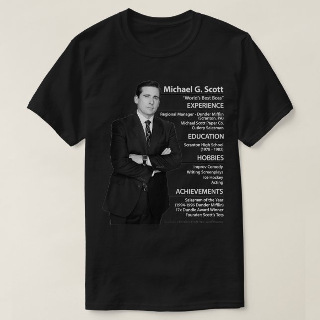 The Office Michael Scott Resume  T-Shirt (Design Front)